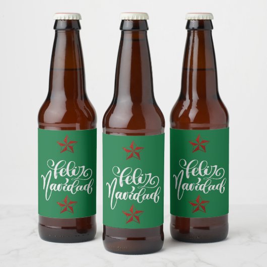 Red Glitter kerstster Bier Etiket (Flessen)