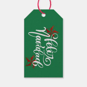 Red Glitter kerstster Cadeaulabel