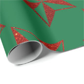 Red Glitter kerstster Cadeaupapier (Rol Hoek)