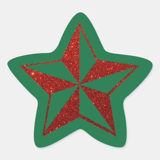 Red Glitter kerstster Ster Sticker (Voorkant)