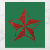 Red Glitter kerstster Wijn Etiket (Enkel label)