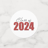 Red Glitter Klasse van 2024 Confetti (Kleine voorkant)