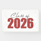 Red Glitter Klasse van 2026 Spandoek (Horizontaal)