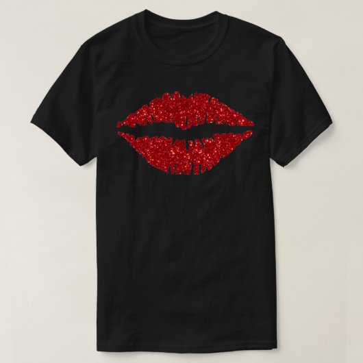 Red Glitter Lip Kiss T-shirt (Design voorkant)