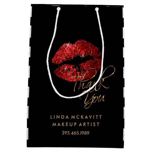 Red Glitter Lipstick en White Stripes - Hartelijk Medium Cadeauzakje (Achterkant)