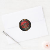 Red Glitter Lipstick - Hartelijk dank Ronde Sticker (Envelop)