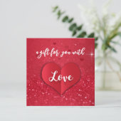 Red Glitter Love Heart Valentijnsdag Gift Kaart (Staand voorkant)