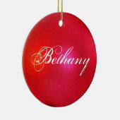 Red Glitter Personalized Holiday Keramisch Ornament (Rechts)