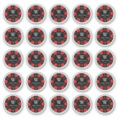 Red Glitter Poker Chip Casino Weddenschap 3cm Sticker (Voorkant)