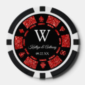 Red Glitter Poker Chip Casino Wedding (Voorkant)