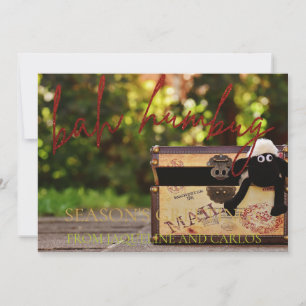 Red Glitter Script Bah Humbug-kerstkaart