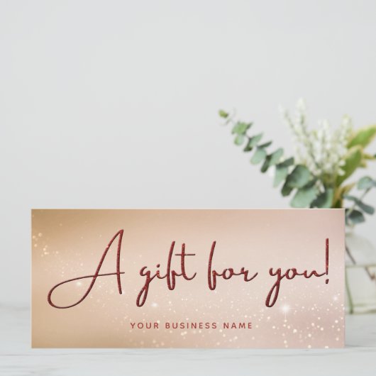 Red Glitter Script Business Cadeaucertificaat (Staand voorkant)