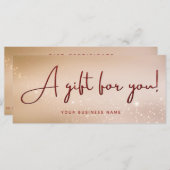 Red Glitter Script Business Cadeaucertificaat (Voorkant / Achterkant)