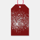Red Glitter Silver Confetti Christmas Cadeaulabel (Achterkant)