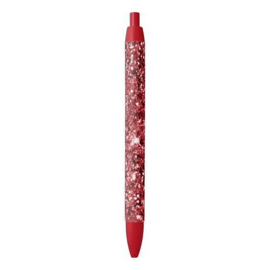 Red Glitter Sparkle Zwarte Inkt Pen (Voorkant Verticaal)