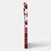 Red Glitter sparkles Hearts Monogram iPhone Hoesje (Linkerkant)