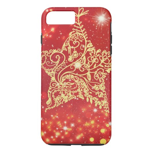 Red Glitter Star Festival Case-Mate iPhone Case (Achterkant)