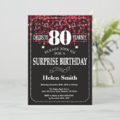Red Glitter Surprise 80ste verjaardag Kaart (Staand voorkant)