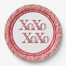 Red Glitter XOXO Papieren Bordje