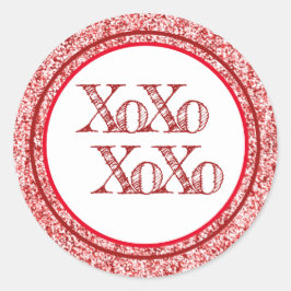 Red Glitter XOXO Ronde Sticker