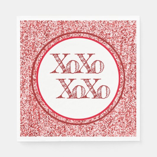 Red Glitter XOXO Servet (Voorkant)