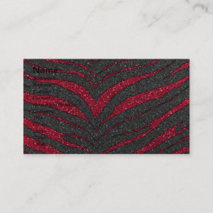 Red Glitter Zebra Print Visitekaartje