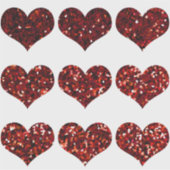 Red Glittery Heart Pattern Glitter Sparkly Wedding Sticker (Voorkant)