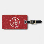Red Glitz Presto Monogram Bagagelabel (Voorkant horizontaal)