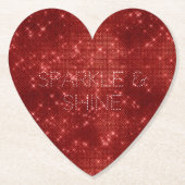 Red Glitzy Chic Glam Sparkle Kartonnen Onderzetters (Voorkant)