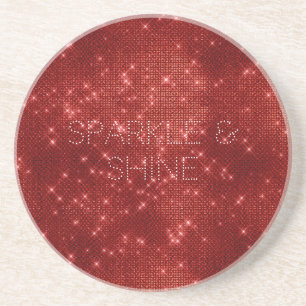 Red Glitzy Chic Glam Sparkle Zandsteen Onderzetter