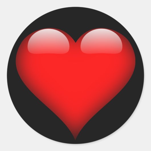 Red Glossy Heart, Valentijnsdag, Love Sticker (Voorkant)