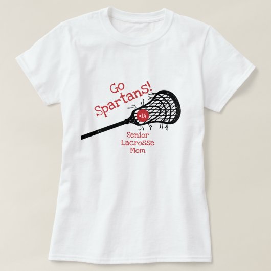 Red Go Team Lacrosse mama T-shirt (Design voorkant)