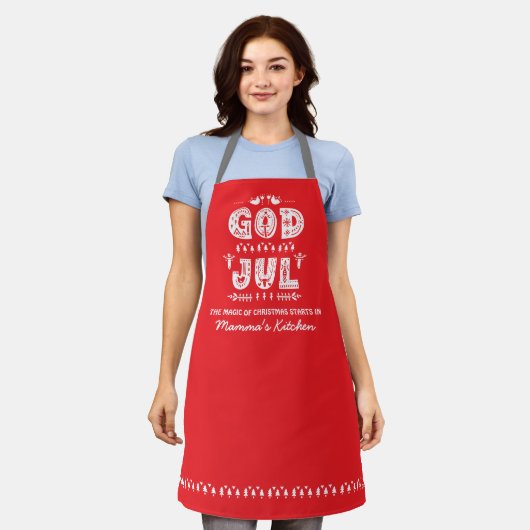 Red God jul Traditional Apron Schort (Gedragen)