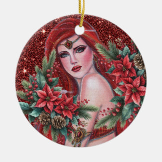 Red goddess Christmas  Keramisch Ornament