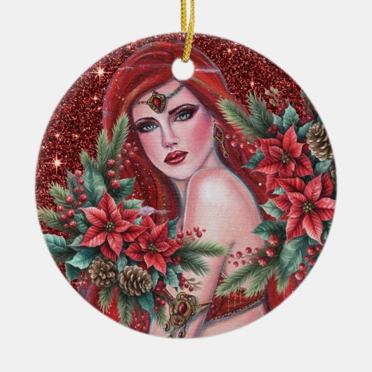 Red goddess Christmas Keramisch Ornament (Voorkant)