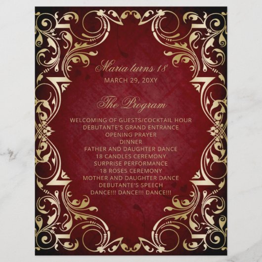 Red Gold 18 Candles et le programme de cérémonie R (Devant)