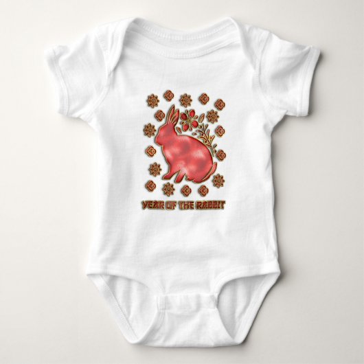 Red Gold 2023 Rabbit Lunar Chinese New Year Romper (Voorkant)