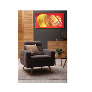 Red Gold Abstract Art Stretted Canvas afdrukken