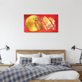 Red Gold Abstract Art Stretted Canvas afdrukken (Insitu (Slaapkamer))