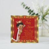 Red Gold Afro Prince Baby shower Kaart (Staand voorkant)