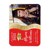 Red | Gold Afstuderen Wave Afstudeerder Pet Foto M Magneet (Verticaal)