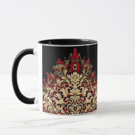 Red Gold and Black Damask  Mok