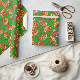 Red Gold And Green Ankara Fan Print Wrappin Cadeaupapier