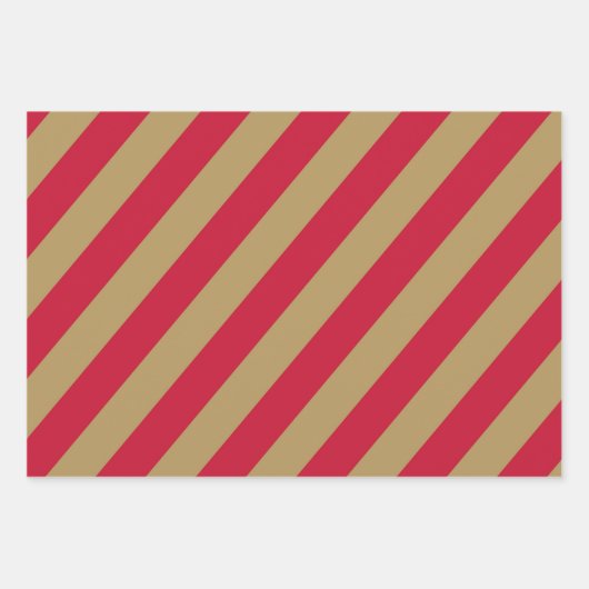 Red, Gold, and White Chevron & Stripe Patterns Inpakpapier Vel (Voorkant 3)