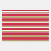 Red, Gold, and White Chevron & Stripe Patterns Inpakpapier Vel (Voorkant 2)