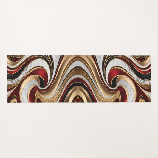 Red Gold and White Marble Swirls Yogamat (Achterkant (horizontaal))