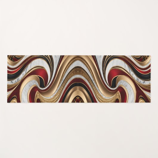 Red Gold and White Marble Swirls Yogamat (Voorkant (horizontaal))