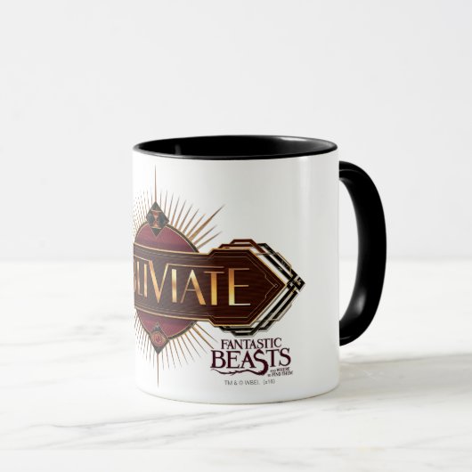 Red & Gold Art Deco Obliviate Spell Grafisch Mok (Voorkant rechts)