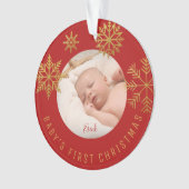 Red Gold Babys Eerste kerstcadeautje Ornament (voorkant)