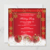 Red Gold Baubles kerstfotofeest Kaart (Voorkant)